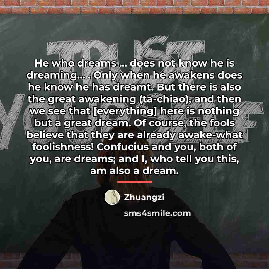 “He who dreams ... does not know he is dreaming...…” quote by Zhuangzi