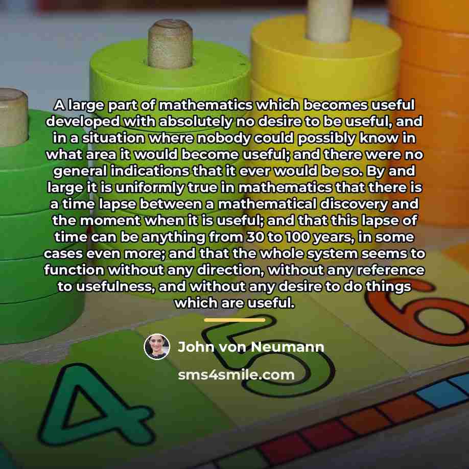 “A large part of mathematics which becomes useful developed with…” quote by John Von Neumann