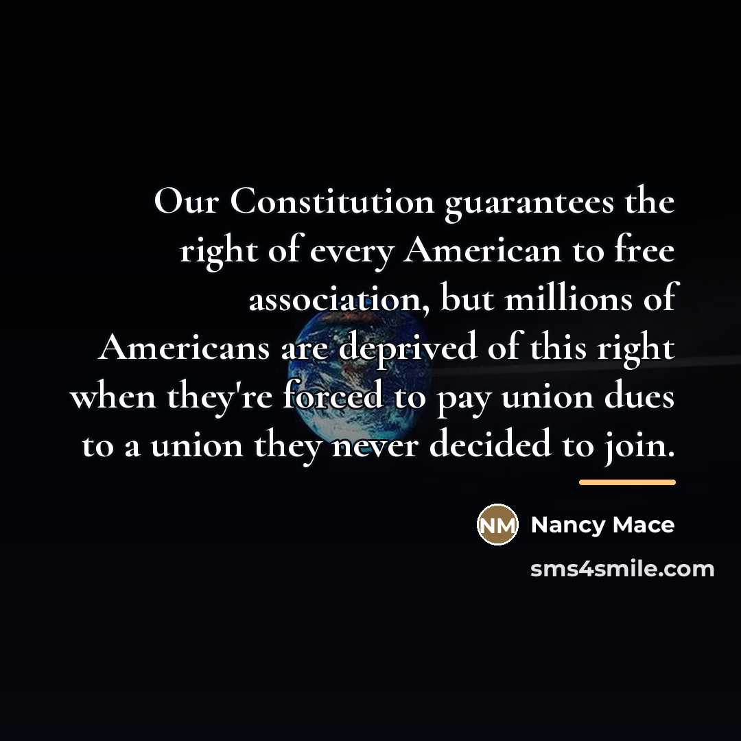 “Our Constitution guarantees the right of every American to free…” quote by Nancy Mace