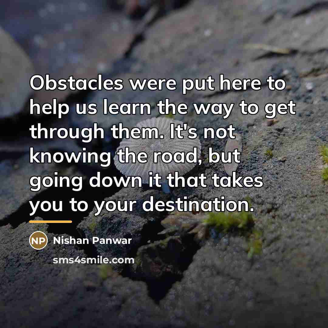 “Obstacles were put here to help us learn the way…” quote by Nishan Panwar