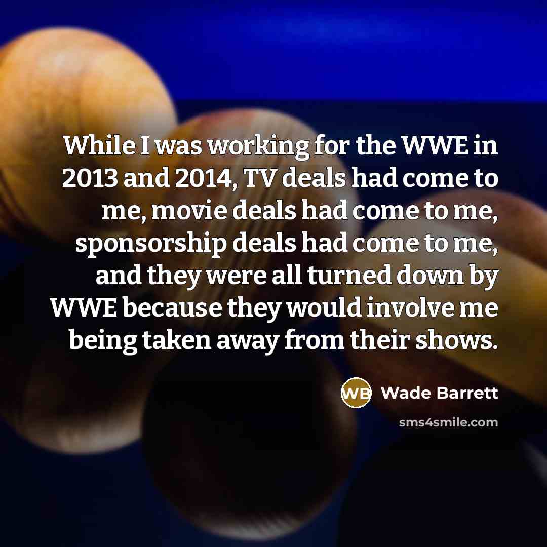 “While I was working for the WWE in 2013 and…” quote by Wade Barrett