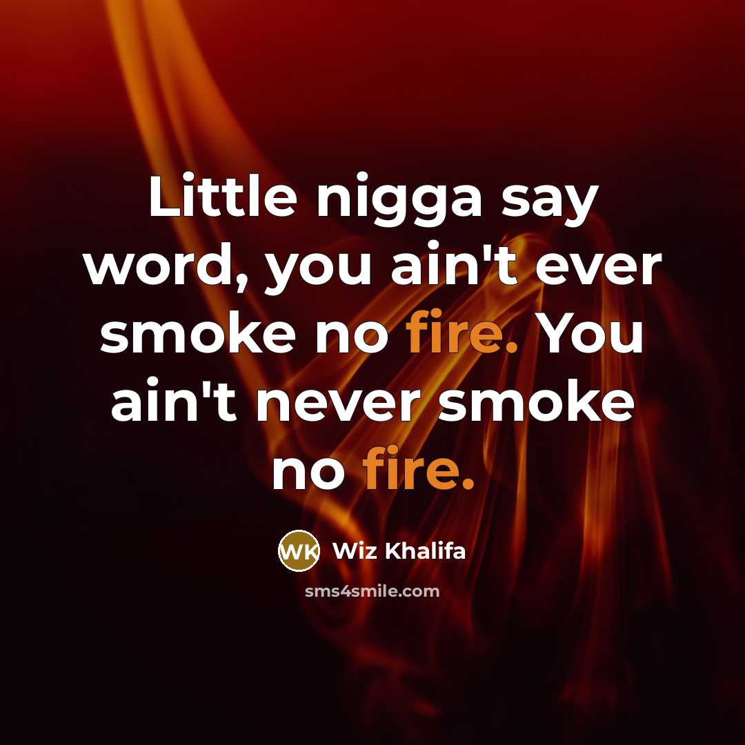 “Little nigga say word, you ain't ever smoke no fire.…” quote by Wiz Khalifa