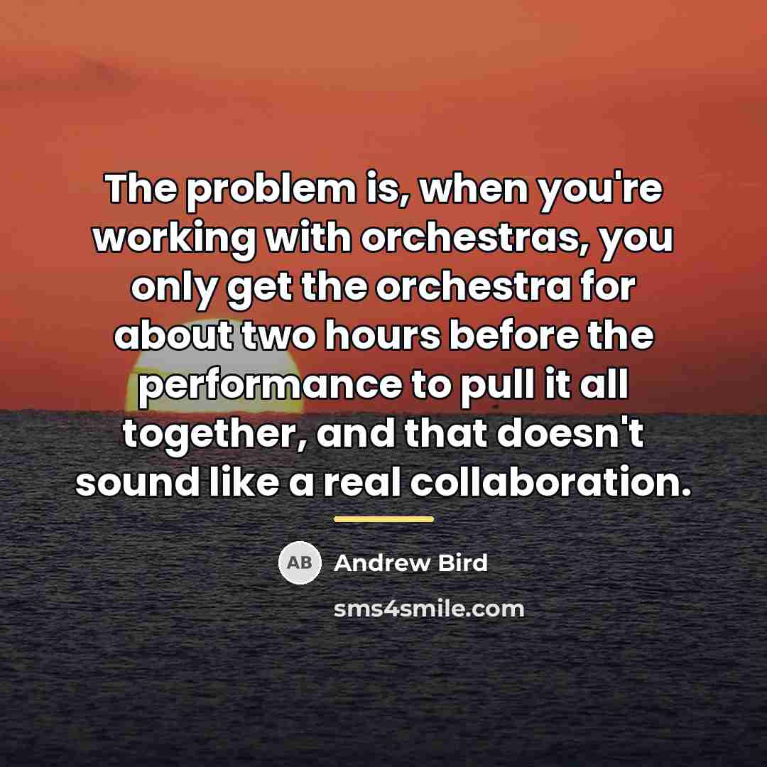 “The problem is, when you're working with orchestras, you only…” quote by Andrew Bird