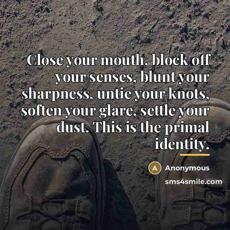 “Close your mouth, block off your senses, blunt your sharpness,…” quote by Anonymous