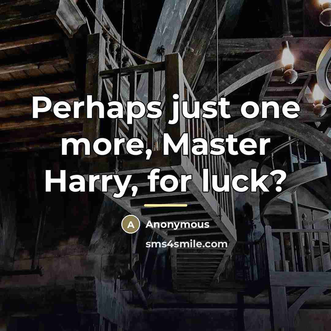 “Perhaps just one more, Master Harry, for luck?…” quote by Anonymous