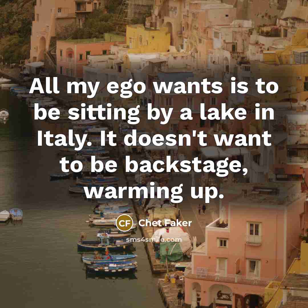 “All my ego wants is to be sitting by a…” quote by Chet Faker