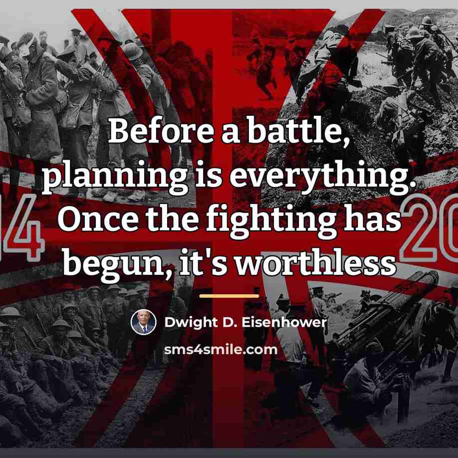 “Before a battle, planning is everything. Once the fighting has…” quote by Dwight D. Eisenhower