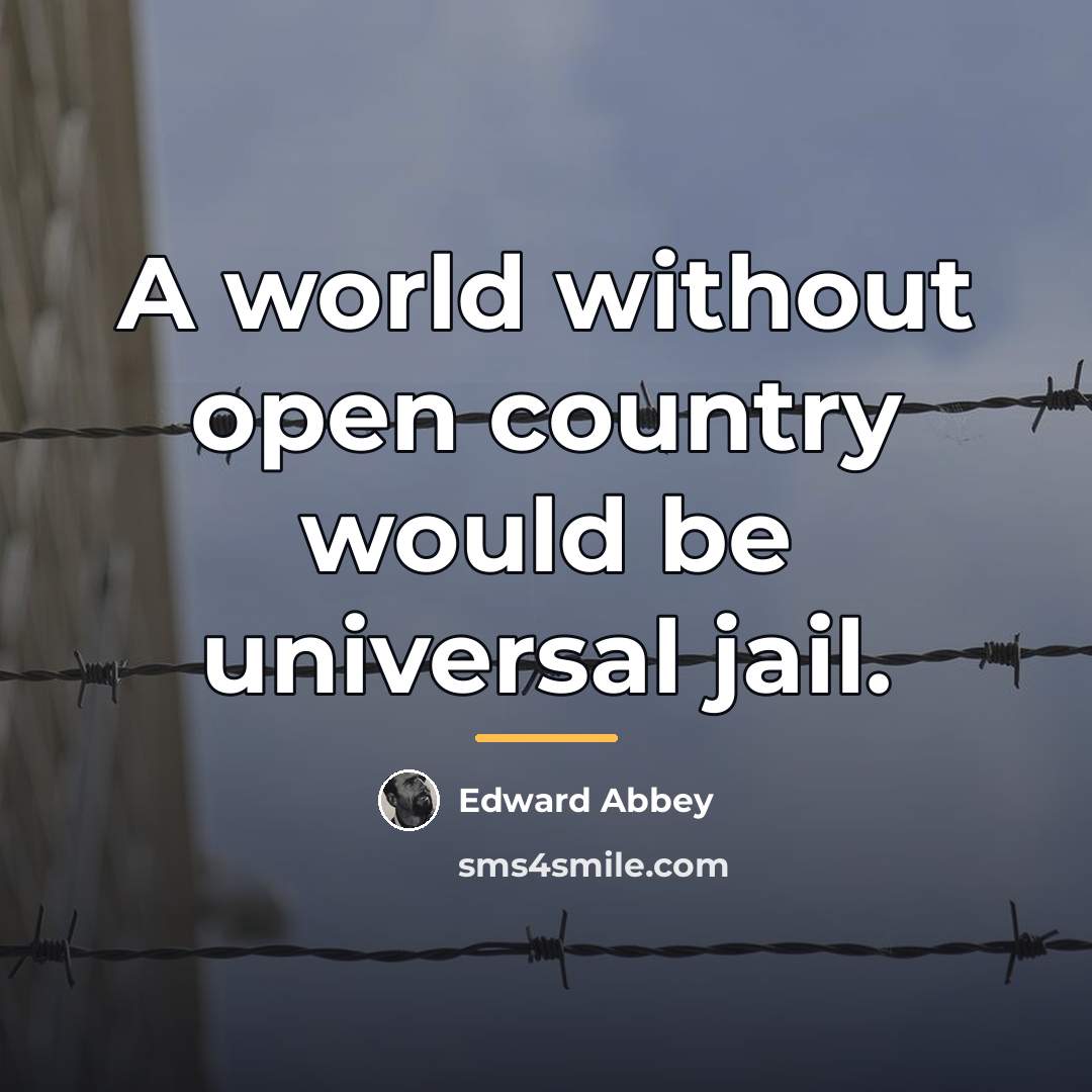 “A world without open country would be universal jail.…” quote by Edward Abbey