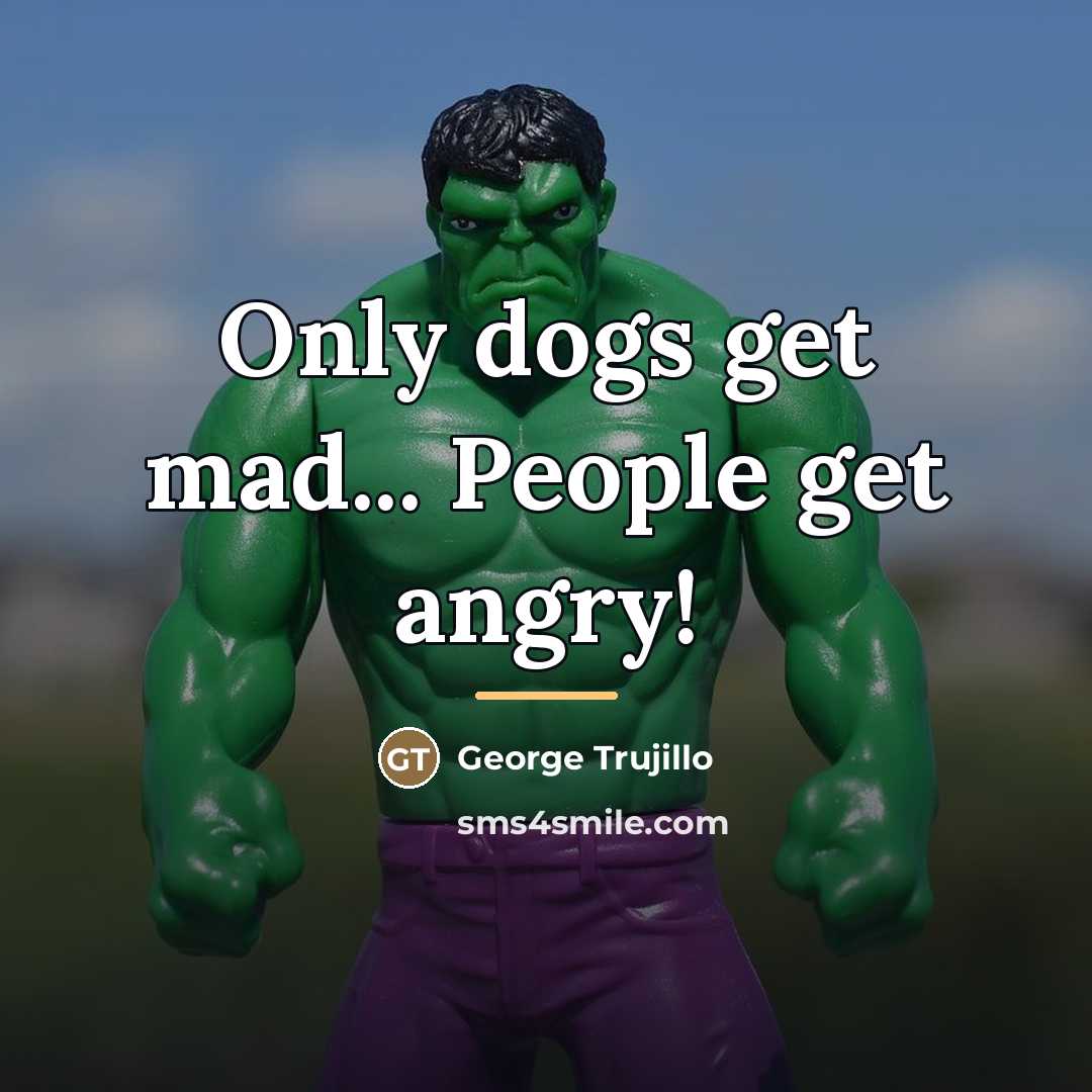 “Only dogs get mad... People get angry!…” quote by George Trujillo