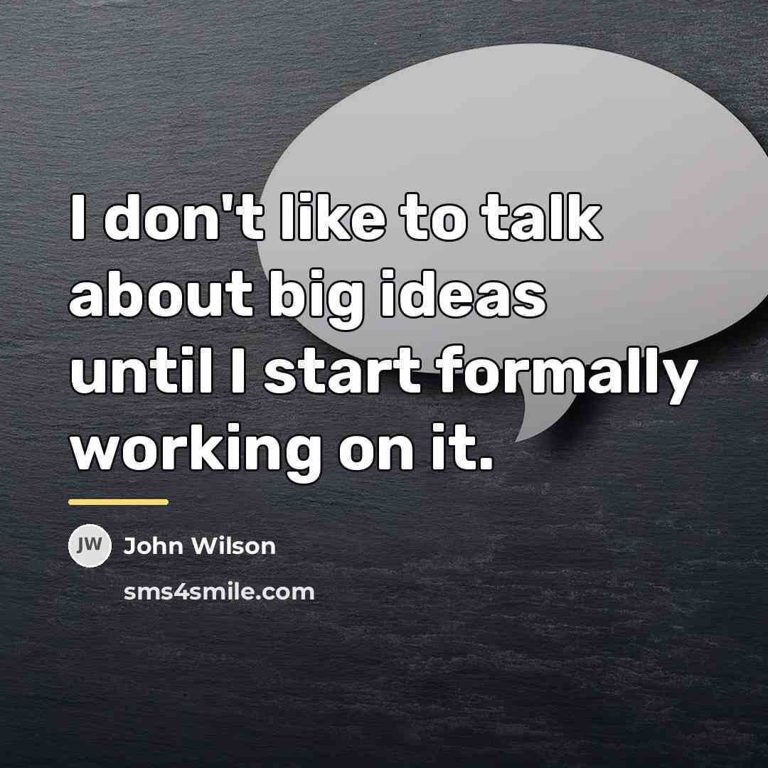 “I don't like to talk about big ideas until I…” quote by John Wilson