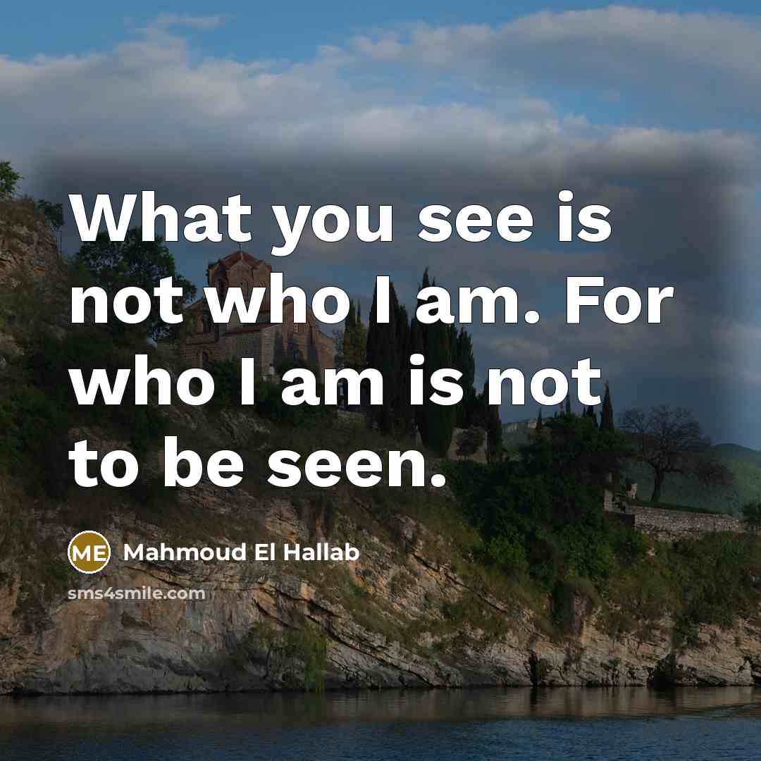 “What you see is not who I am. For who…” quote by Mahmoud El Hallab