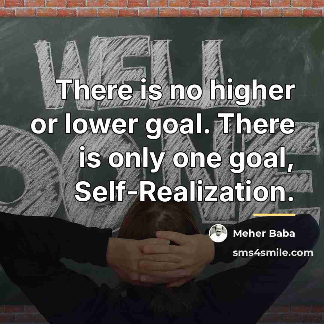 “There is no higher or lower goal. There is only…” quote by Meher Baba