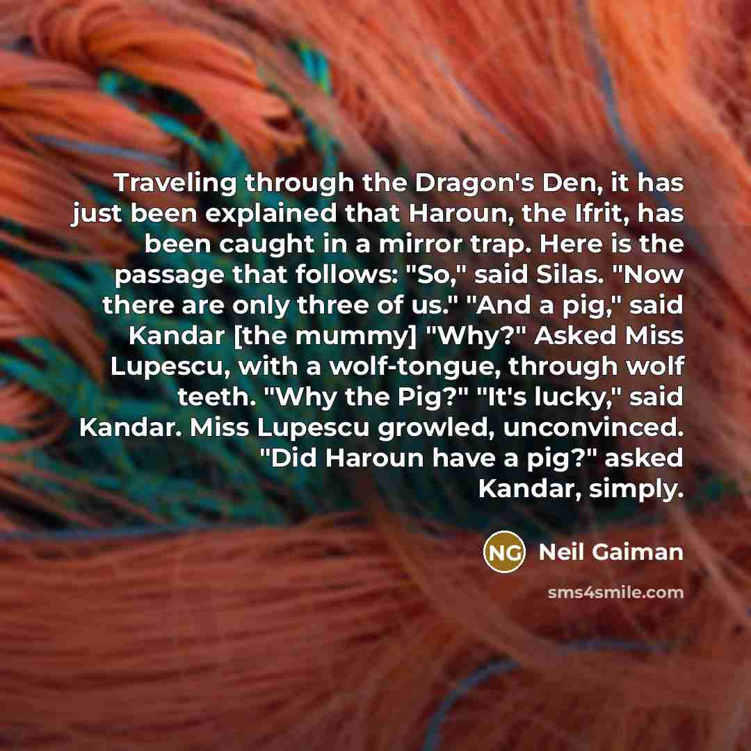 “Traveling through the Dragon's Den, it has just been explained…” quote by Neil Gaiman