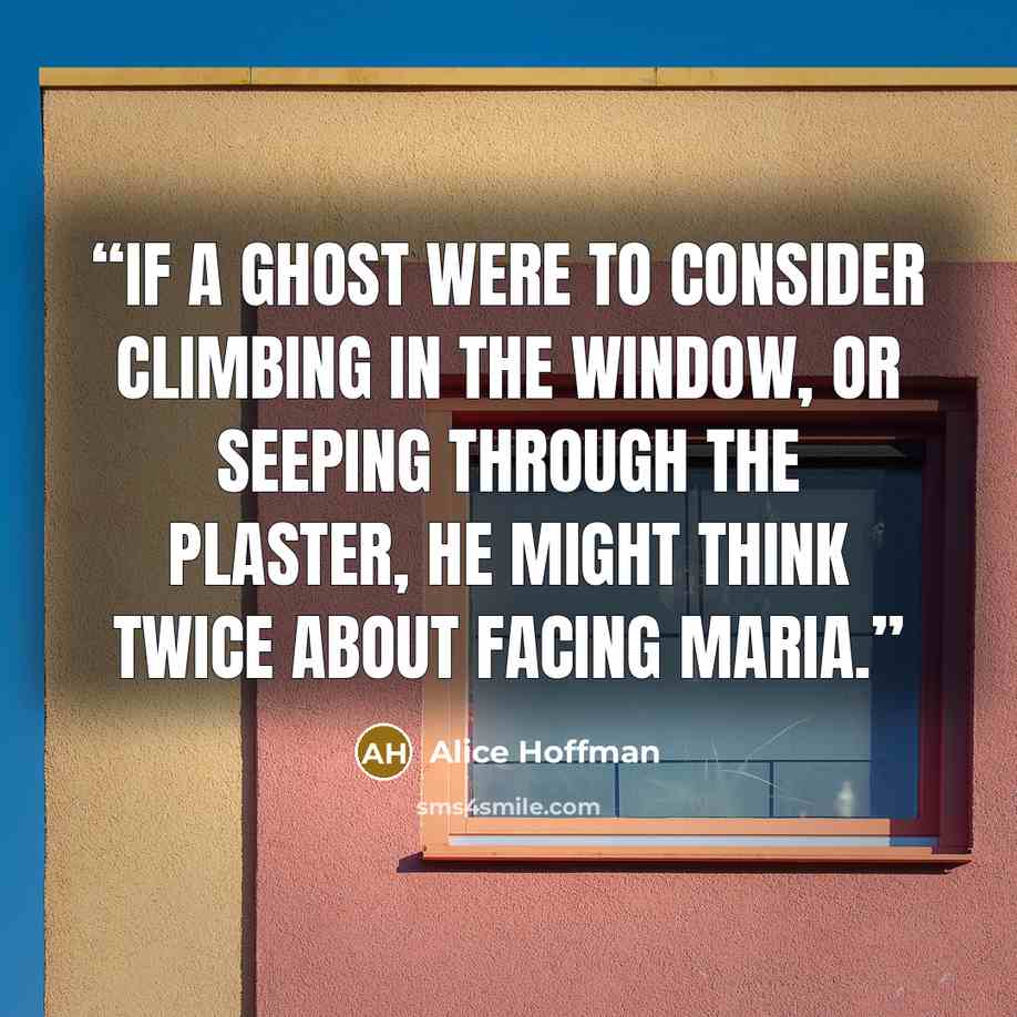“If a ghost were to consider climbing in the window, or seeping through the plaster, he might think twice about facing Maria.” quote by Alice Hoffman