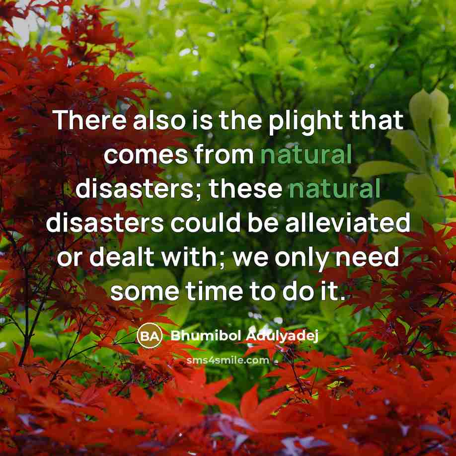 “There also is the plight that comes from natural disasters;…” quote by Bhumibol Adulyadej