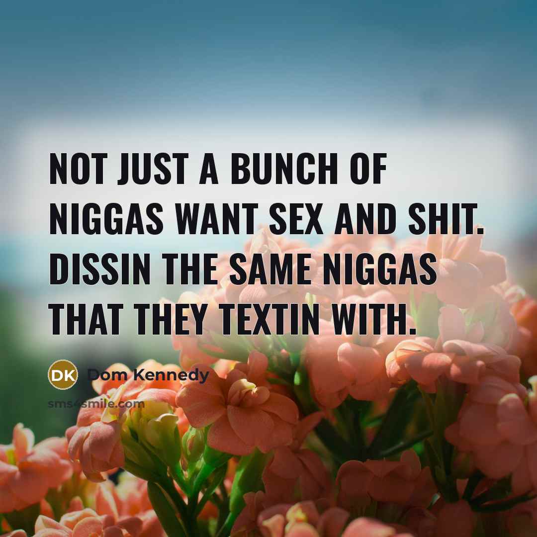 “Not just a bunch of niggas want sex and shit.…” quote by Dom Kennedy