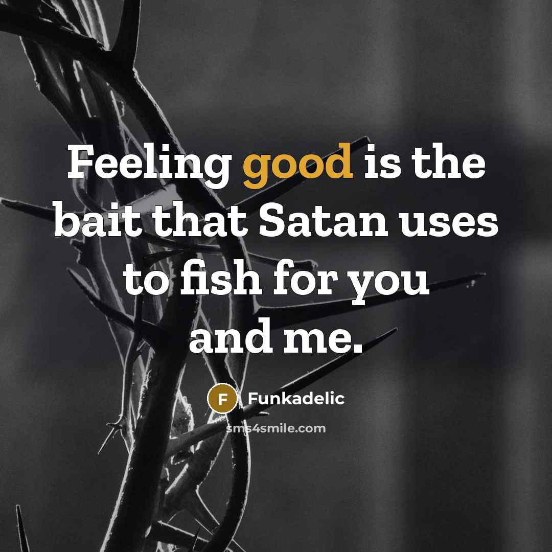 “Feeling good is the bait that Satan uses to fish…” quote by Funkadelic