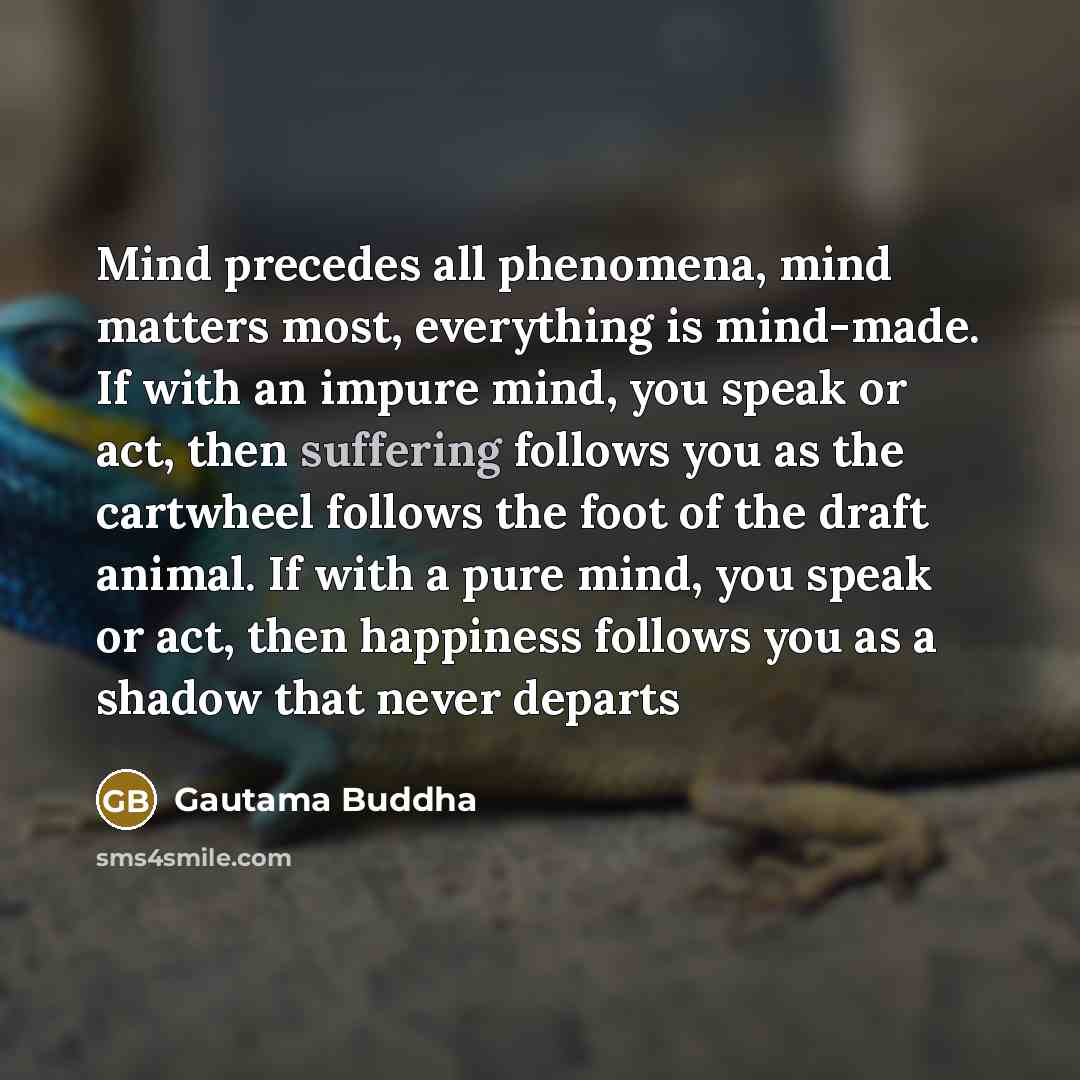 “Mind precedes all phenomena, mind matters most, everything is mind-made.…” quote by Gautama Buddha