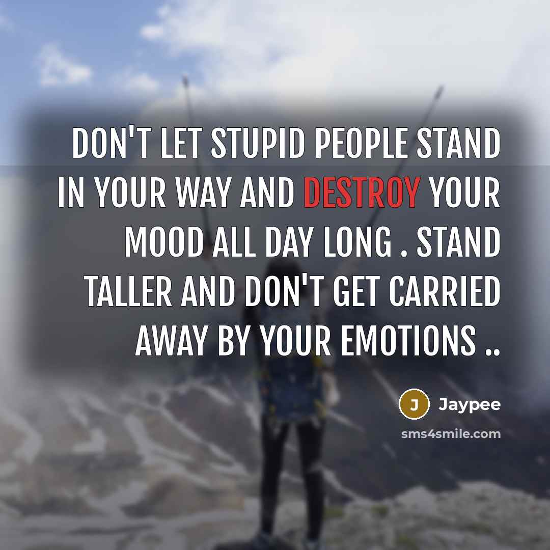 “Don't let stupid people stand in your way and destroy…” quote by Jaypee