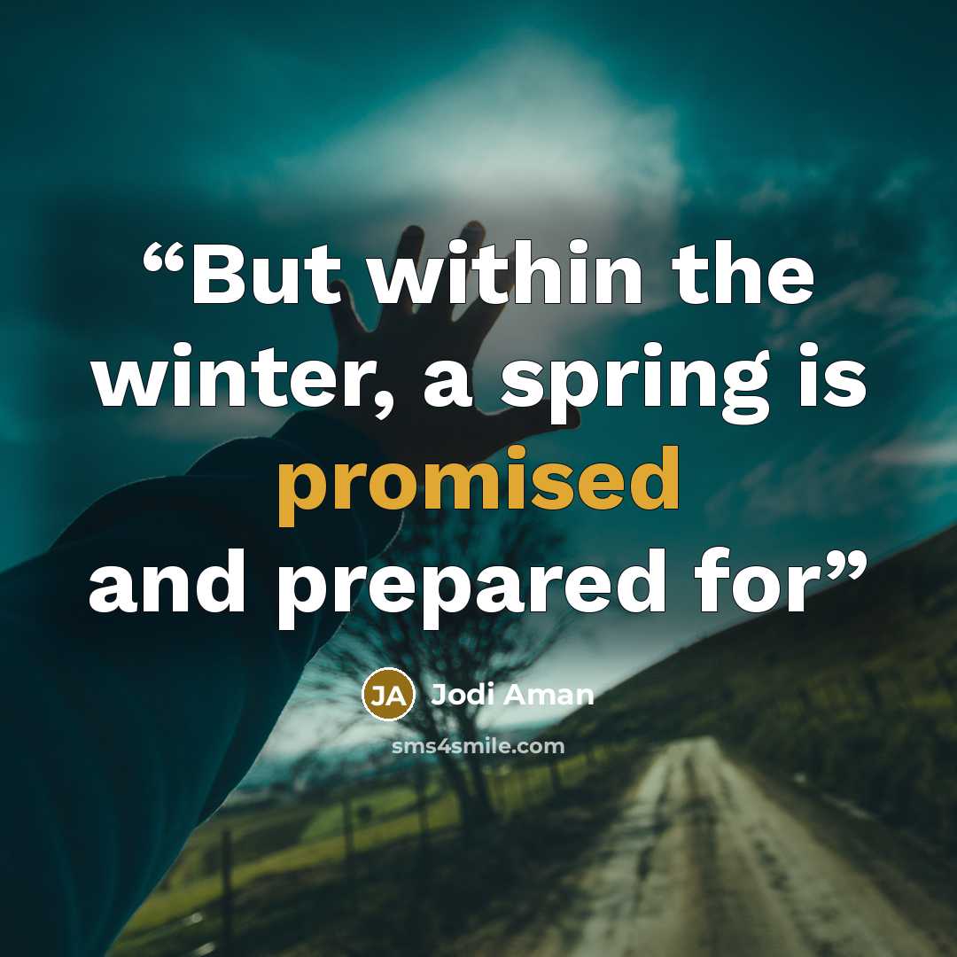 “But within the winter, a spring is promised and prepared for” quote by Jodi Aman