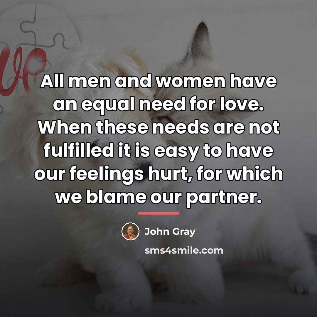 “All men and women have an equal need for love.…” quote by John Gray