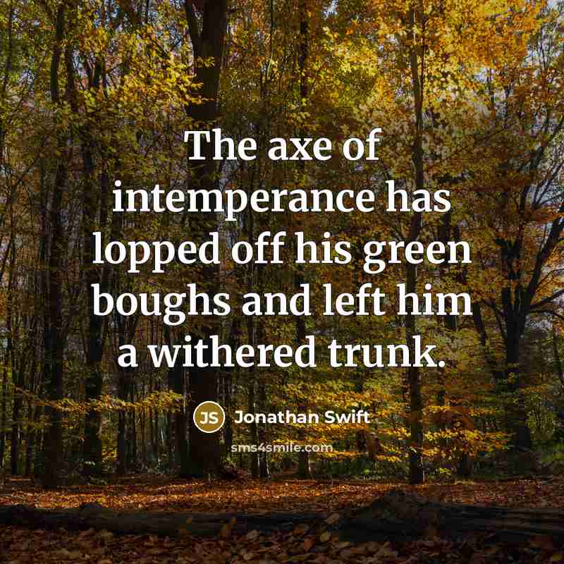“The axe of intemperance has lopped off his green boughs…” quote by Jonathan Swift