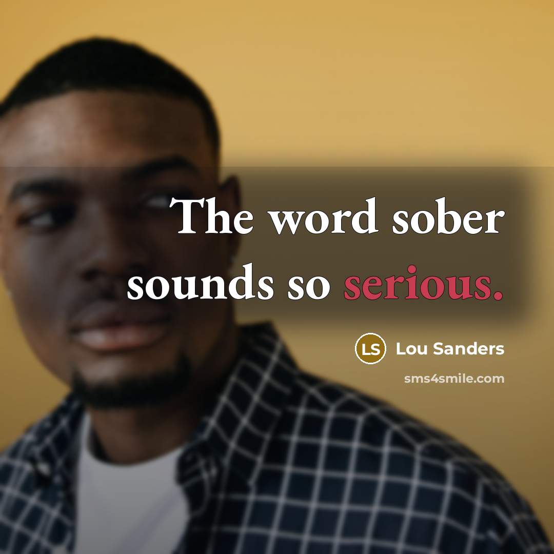 “The word sober sounds so serious.…” quote by Lou Sanders
