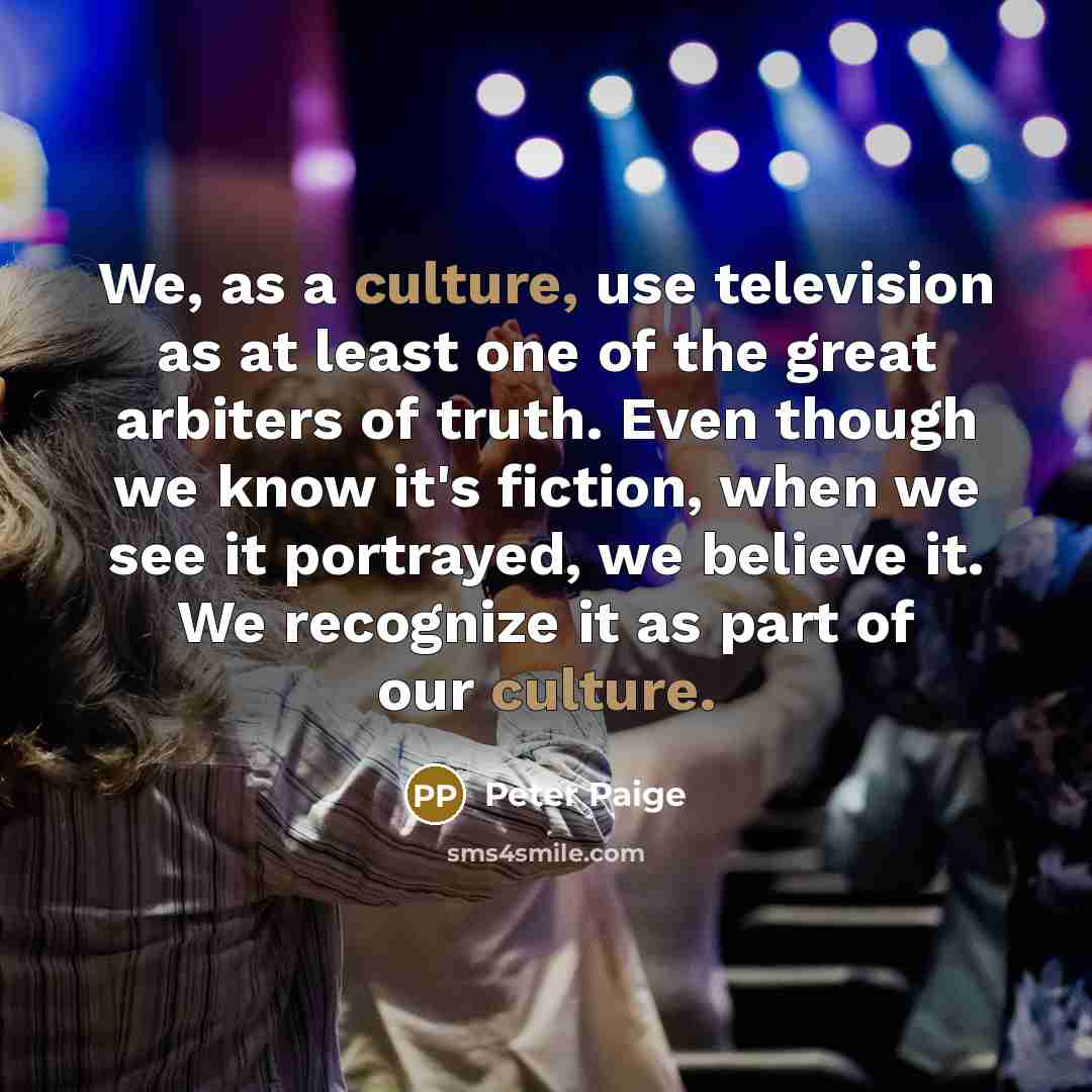 “We, as a culture, use television as at least one…” quote by Peter Paige