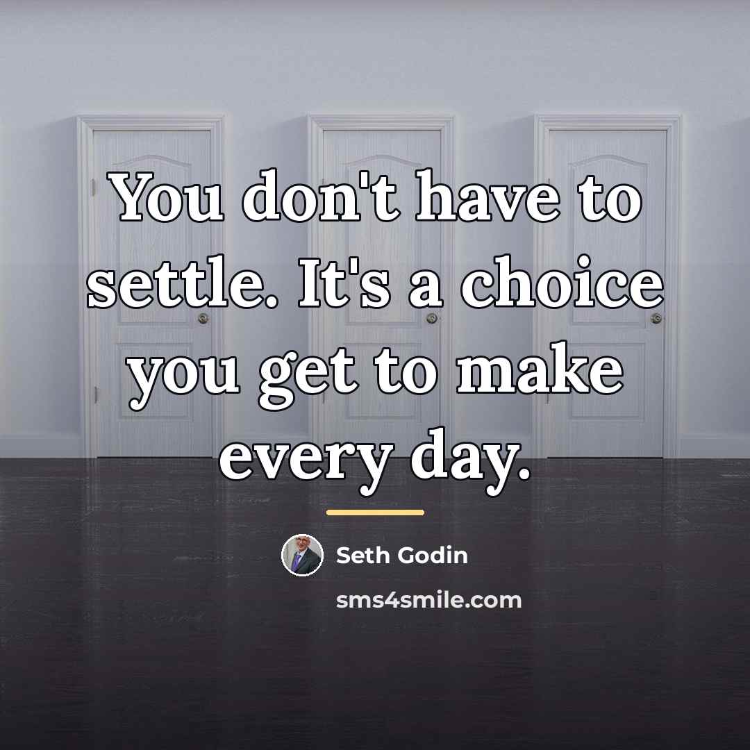 “You don't have to settle. It's a choice you get…” quote by Seth Godin
