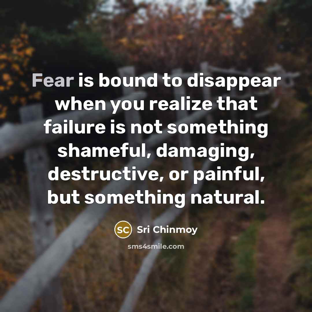 “Fear is bound to disappear when you realize that failure…” quote by Sri Chinmoy