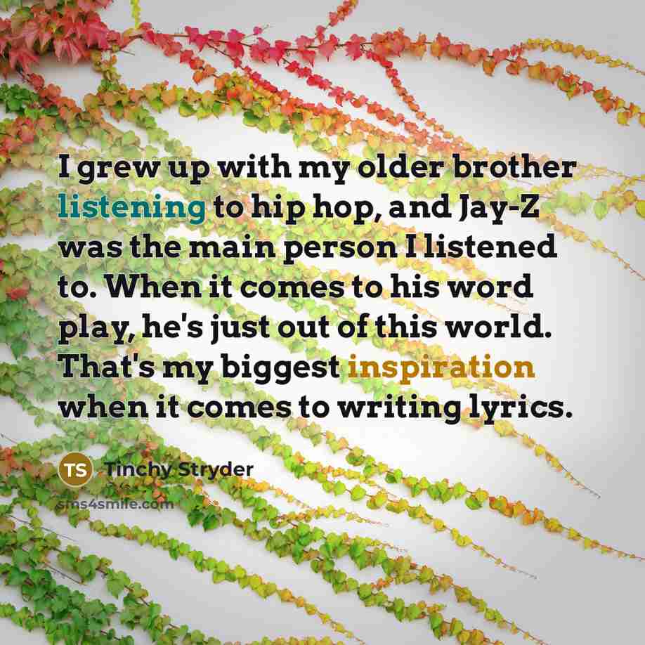 “I grew up with my older brother listening to hip…” quote by Tinchy Stryder