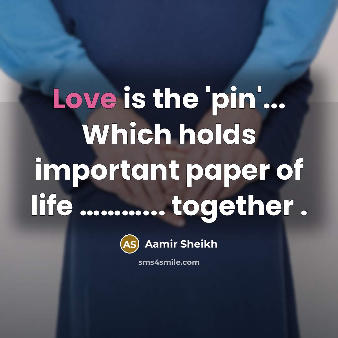 “Love is the 'pin'... Which holds important paper of life…” quote by Aamir Sheikh