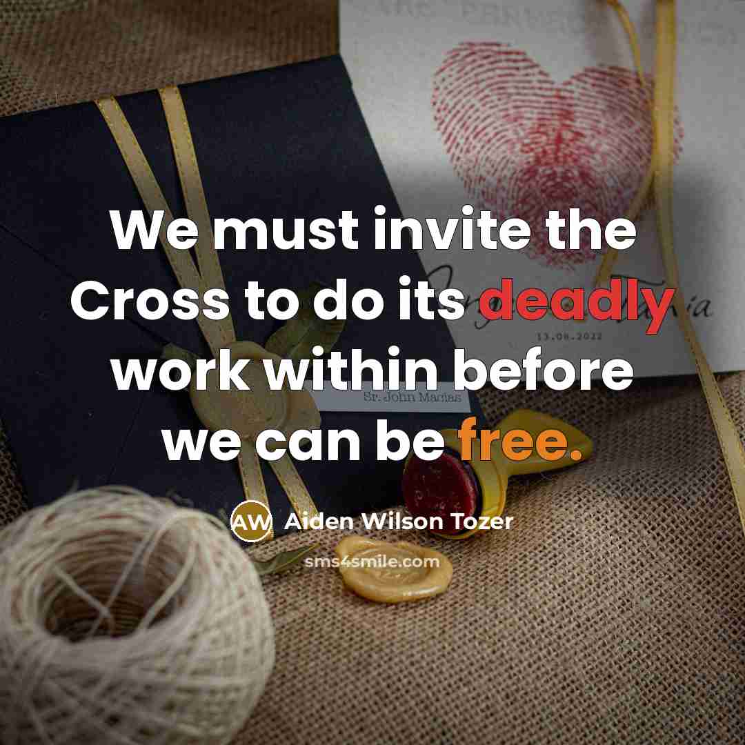 “We must invite the Cross to do its deadly work within before we can be free.” quote by Aiden Wilson Tozer