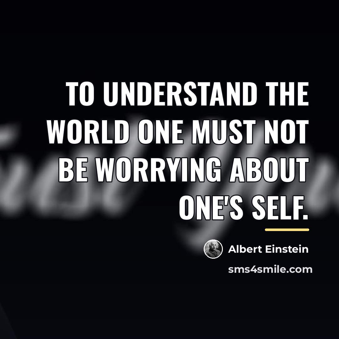 “To understand the world one must not be worrying about…” quote by Albert Einstein