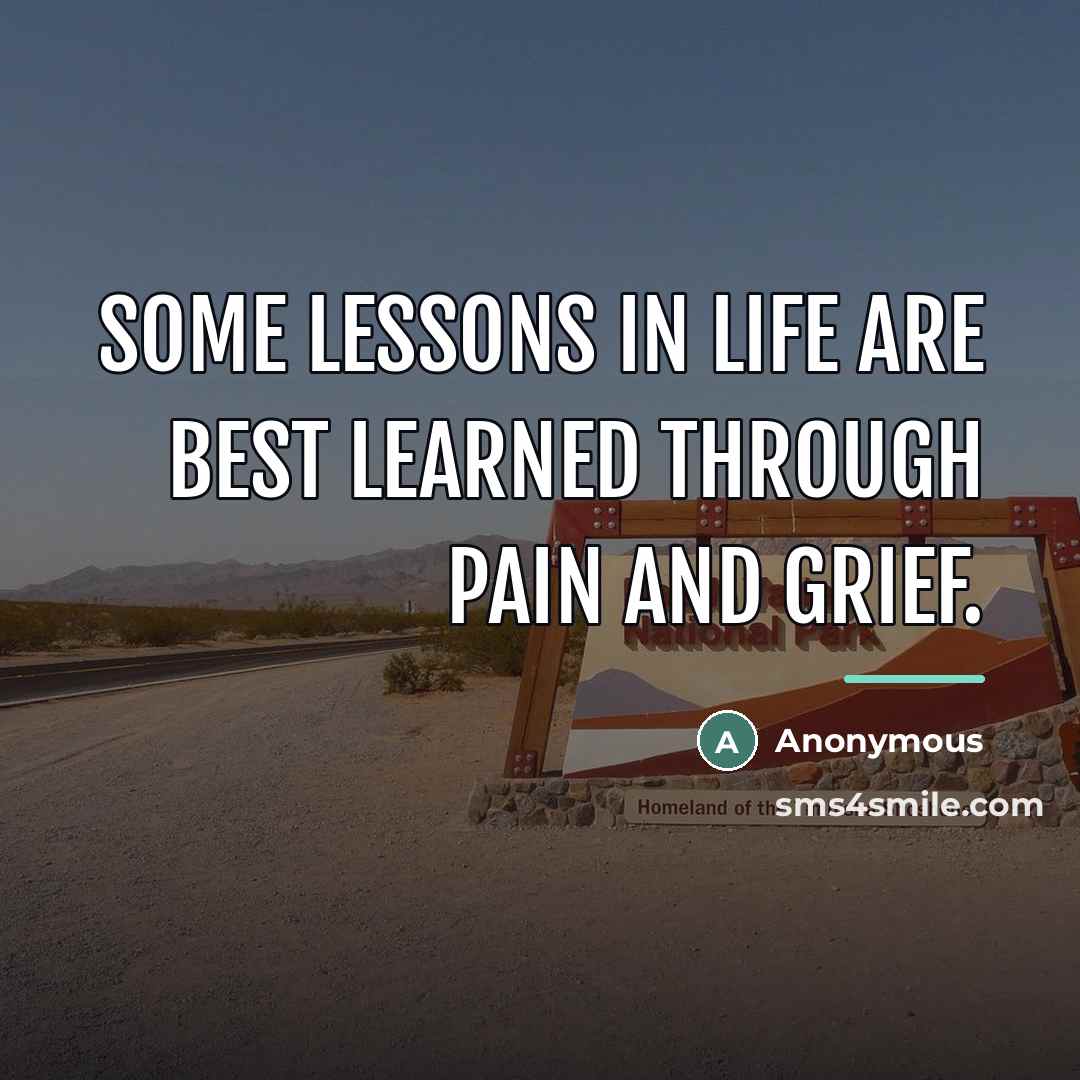 “Some lessons in life are best learned through pain and…” quote by Anonymous