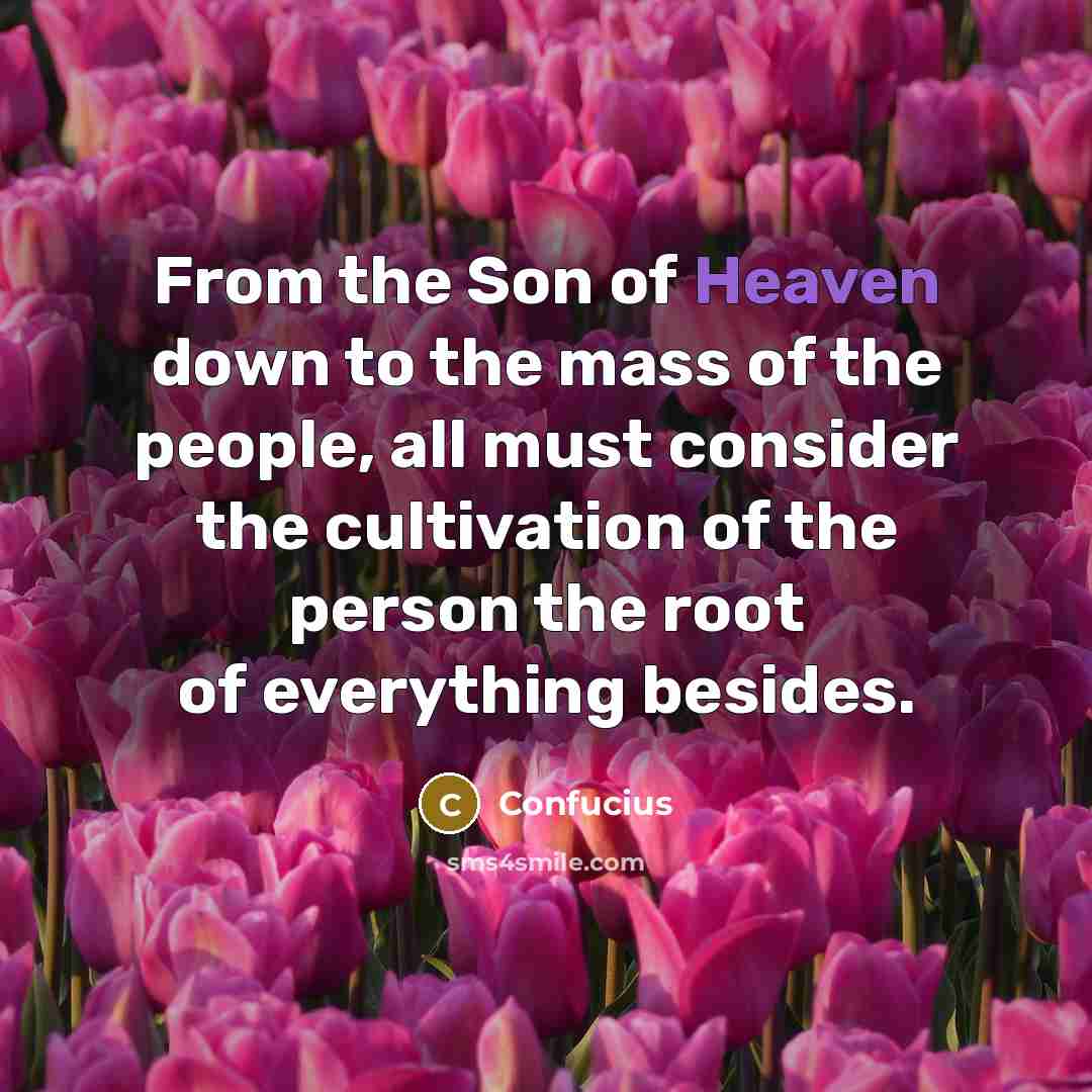 “From the Son of Heaven down to the mass of…” quote by Confucius