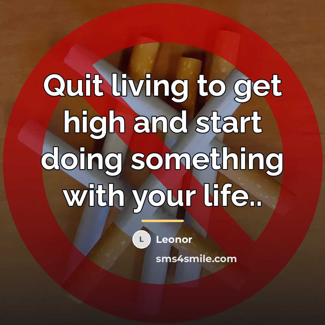 “Quit living to get high and start doing something with…” quote by Leonor
