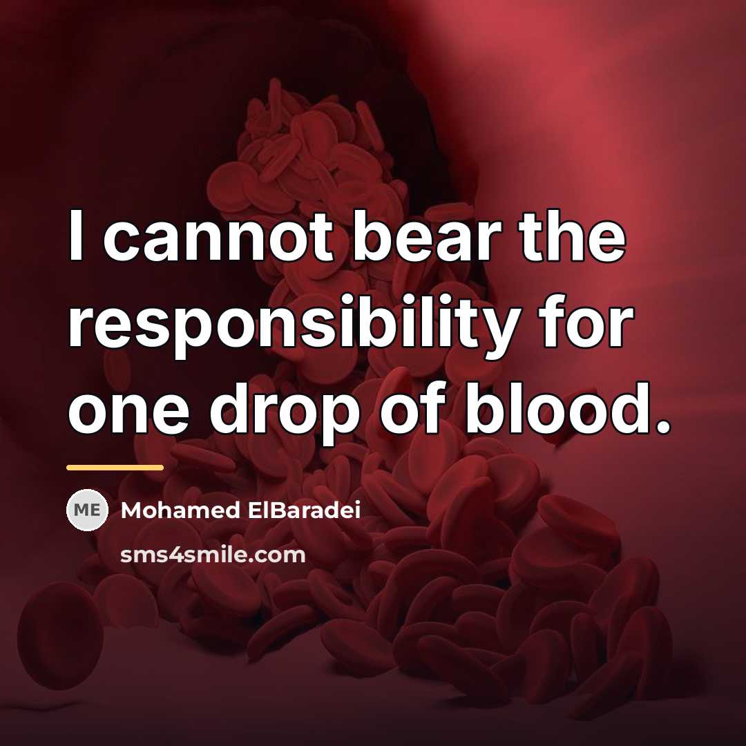 “I cannot bear the responsibility for one drop of blood.…” quote by Mohamed ElBaradei