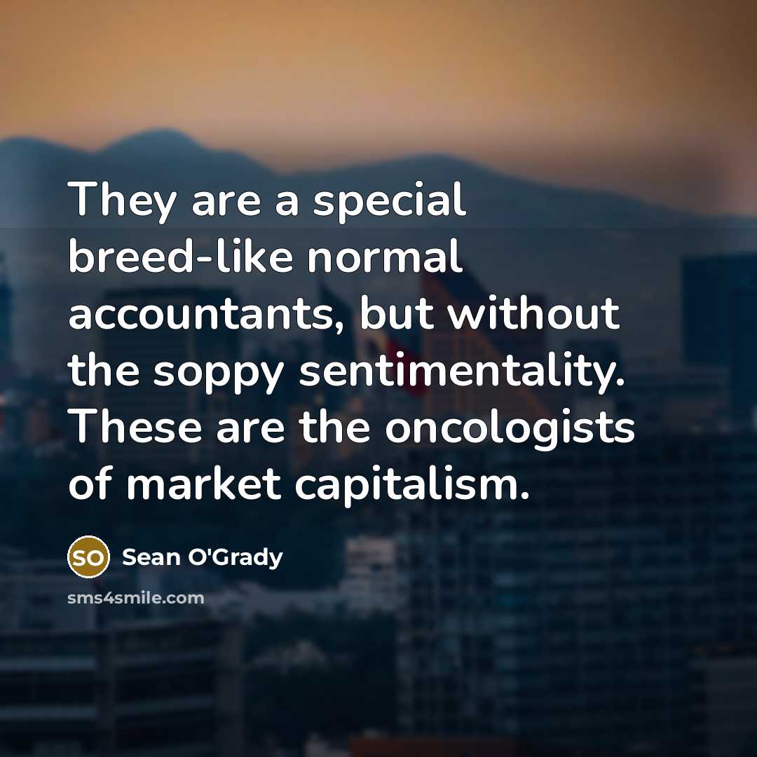 “They are a special breed-like normal accountants, but without the…” quote by Sean O'Grady