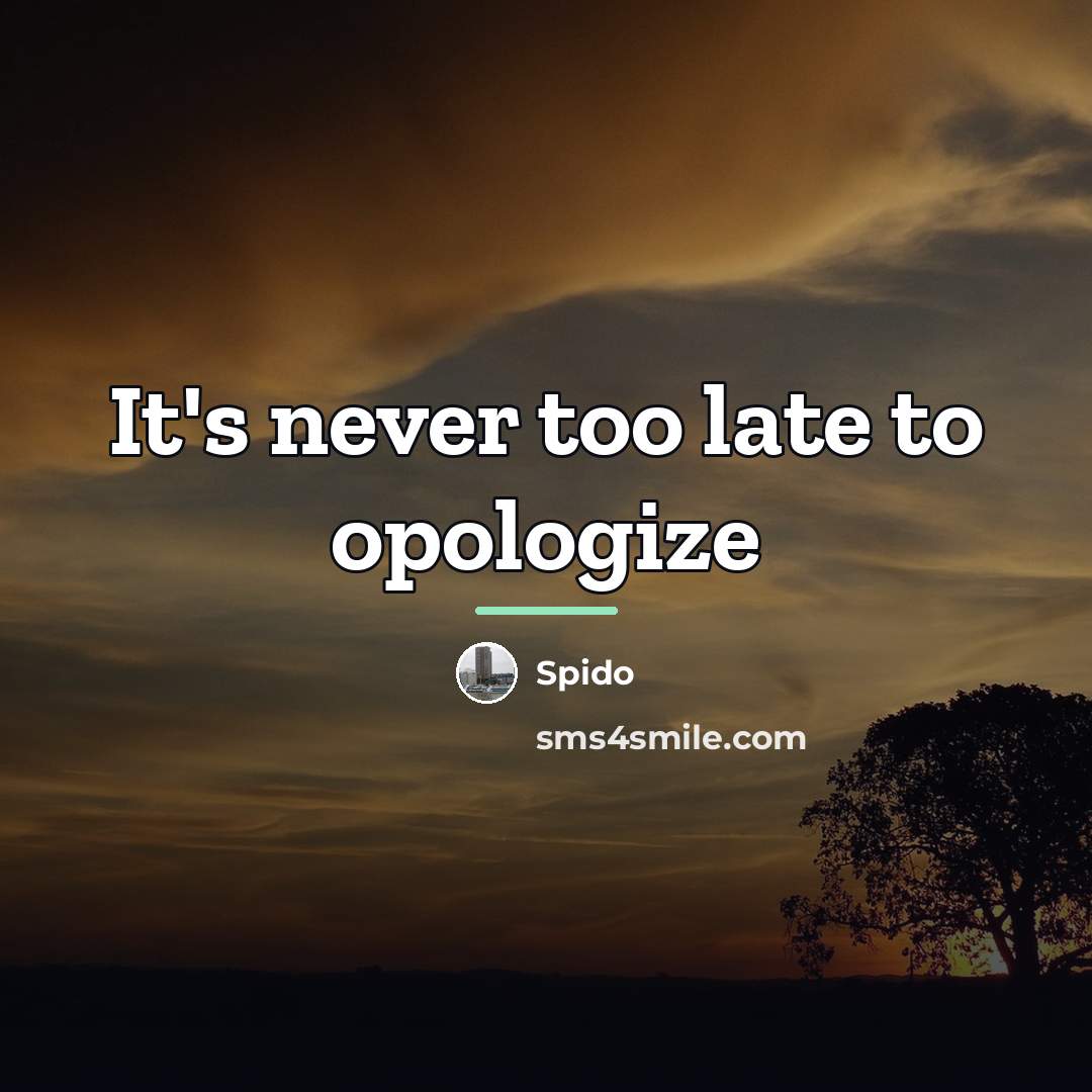 “It's never too late to opologize…” quote by Spido