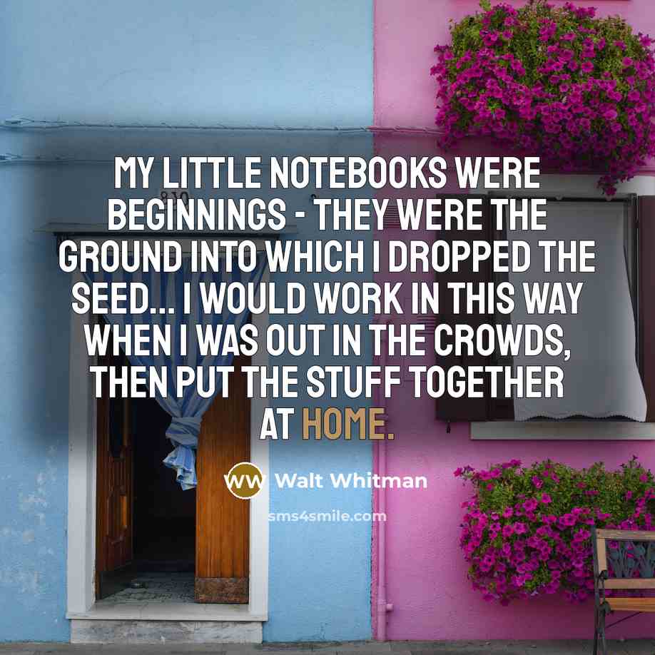 “My little notebooks were beginnings - they were the ground…” quote by Walt Whitman