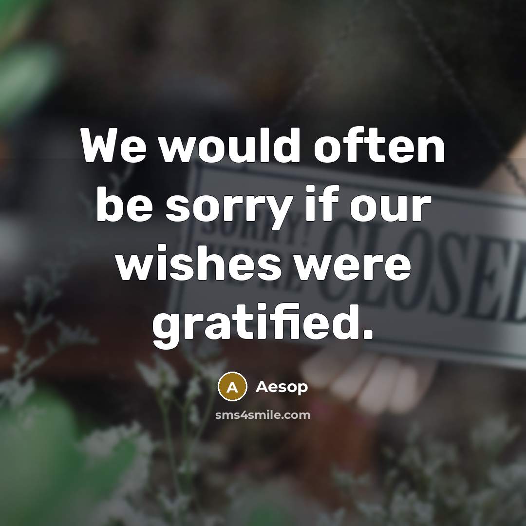 “We would often be sorry if our wishes were gratified.…” quote by Aesop