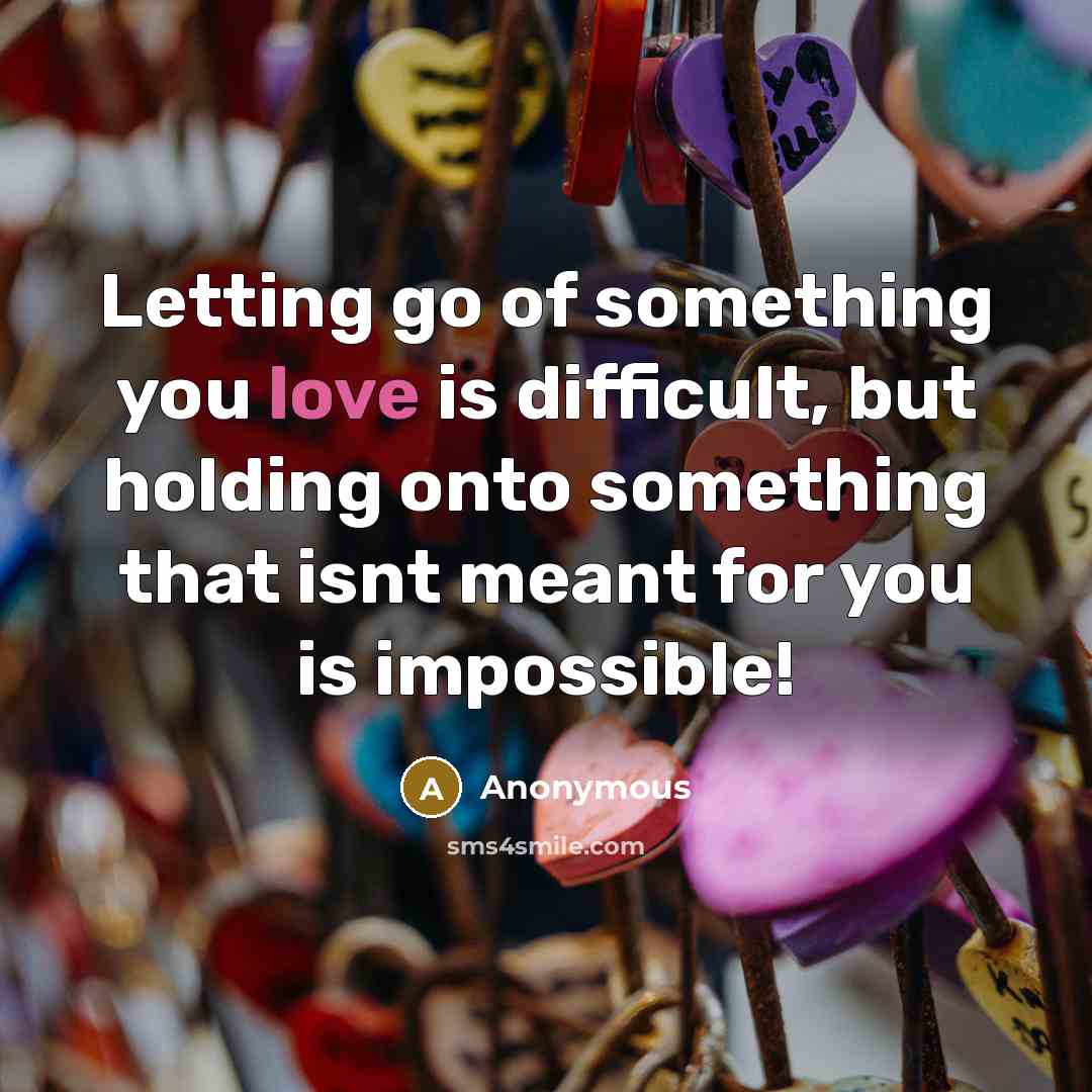 “Letting go of something you love is difficult, but holding onto something that isnt meant for you is impossible!” quote by Anonymous