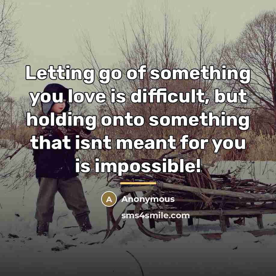 “Letting go of something you love is difficult, but holding…” quote by Anonymous