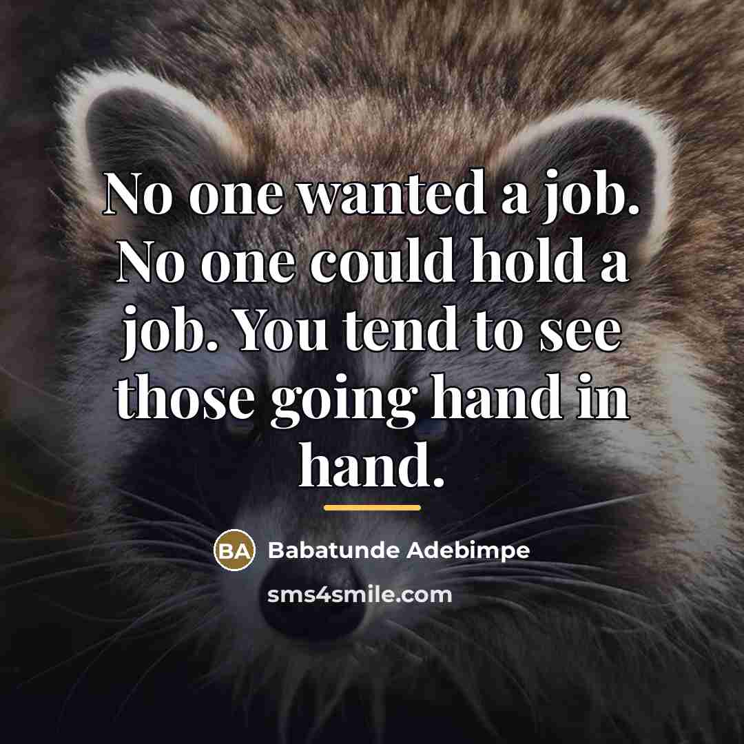 “No one wanted a job. No one could hold a…” quote by Babatunde Adebimpe