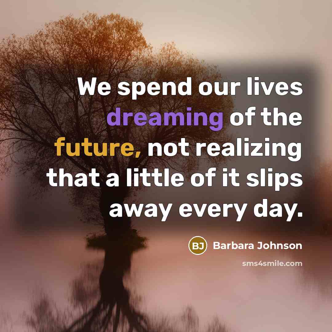 “We spend our lives dreaming of the future, not realizing…” quote by Barbara Johnson