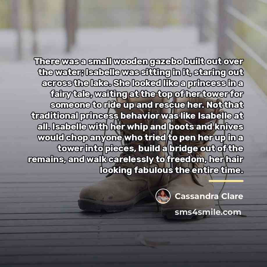“There was a small wooden gazebo built out over the…” quote by Cassandra Clare