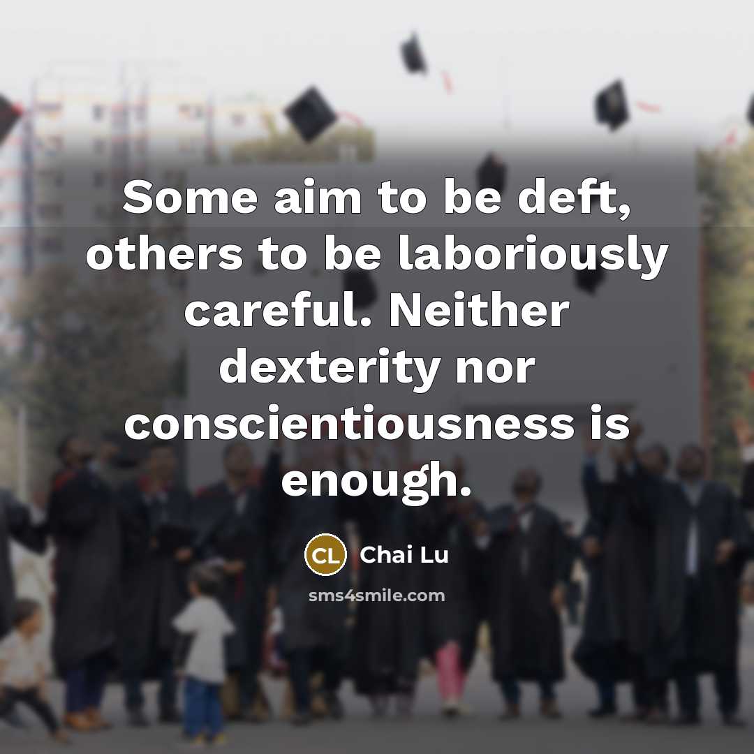 “Some aim to be deft, others to be laboriously careful.…” quote by Chai Lu