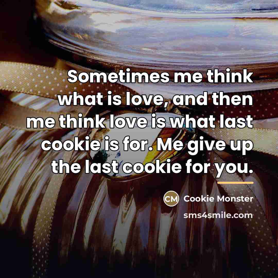 “Sometimes me think what is love, and then me think…” quote by Cookie Monster