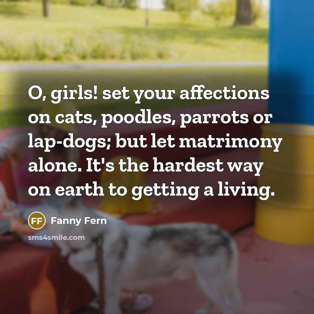 “O, girls! set your affections on cats, poodles, parrots or…” quote by Fanny Fern